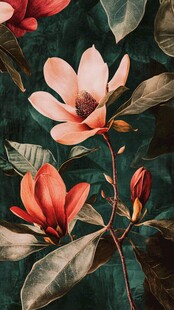 复古风玉兰花植物插画