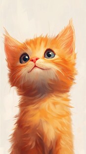 可爱橘猫仰头萌态瞬间
