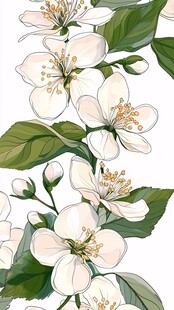 白色花卉植物图案插画