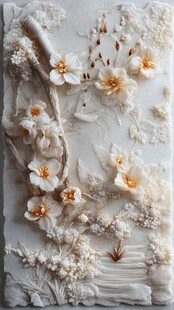 白玉兰花浮雕艺术作品