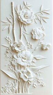 立体花卉竹枝浮雕艺术作品