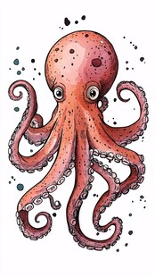 可爱卡通章鱼插画