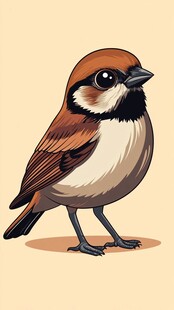 可爱卡通麻雀形象展示