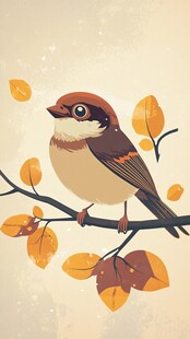 枝头小鸟伴秋叶