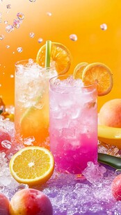 缤纷水果气泡冰饮