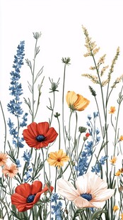 缤纷野花插画
