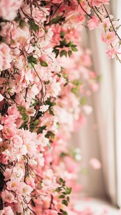 浪漫粉色垂挂花卉美景