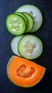 甜瓜切片特写展示