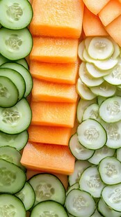 哈密瓜与黄瓜切片组合图