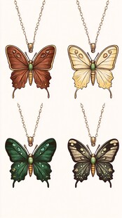 多彩蝴蝶造型精美项链