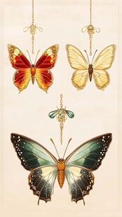 精美蝴蝶挂饰插画
