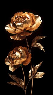 金色牡丹雕塑艺术品