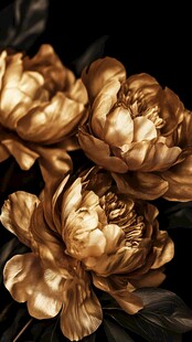 金色牡丹花卉特写