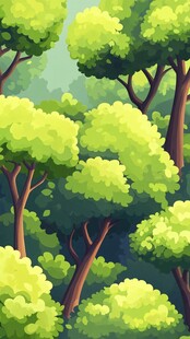 夏日茂密森林插画景观