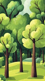 清新森林风景插画