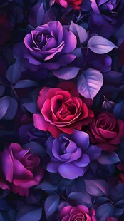 梦幻紫玫花卉背景图