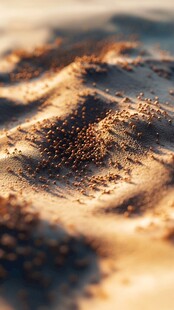 阳光下的沙地与细小颗粒