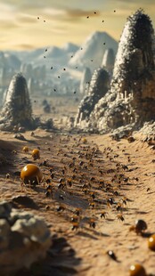 外星沙漠中的奇异生物景观