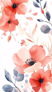 粉色水彩花卉唯美图案