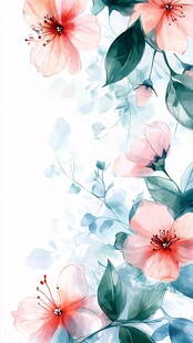 粉色花卉水彩画背景图