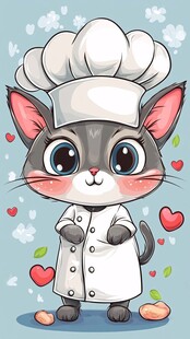 可爱厨师猫形象插画