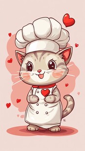 可爱厨师猫 爱心萌动