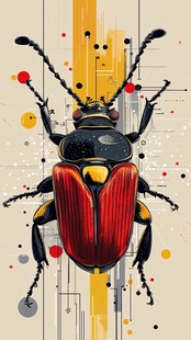 未来感甲虫插画艺术作品