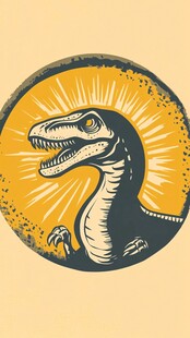 复古风恐龙图案插画