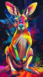 彩色袋鼠插画 活力满满