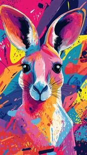 彩色抽象风袋鼠头部插画