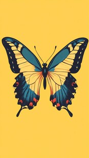 蓝黄相间蝴蝶插画图