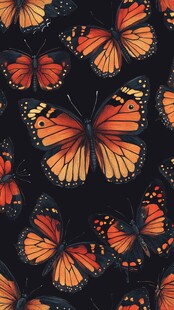 橙黑蝴蝶图案背景设计