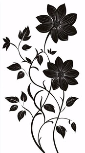 黑色花卉藤蔓装饰图案