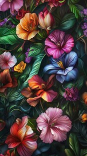 绚丽多彩花卉植物图案