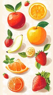 多彩新鲜水果插画集合