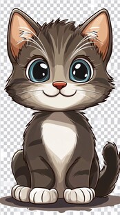 可爱卡通小猫乖巧坐立