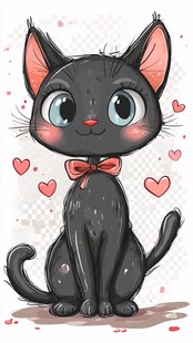 可爱黑猫系领结萌态十足
