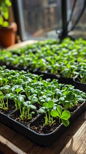 幼苗茁壮成长于育苗盒中