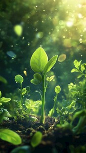 新生幼苗沐浴阳光绿意浓