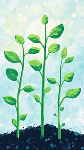 嫩绿幼苗破土生长图景
