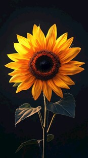 单株向日葵的明艳绽放