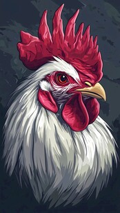 公鸡头像插画 风格独特