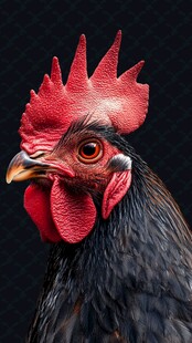 雄赳赳的黑公鸡特写