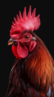 雄姿英发的红冠大公鸡