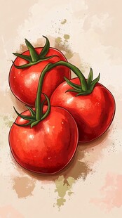 水彩风西红柿插画