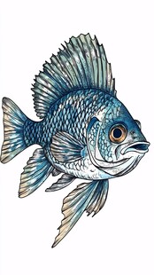 蓝纹鱼插画