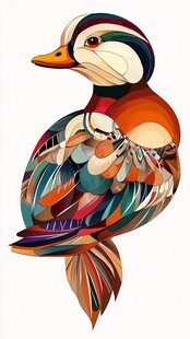 多彩几何风鸳鸯插画