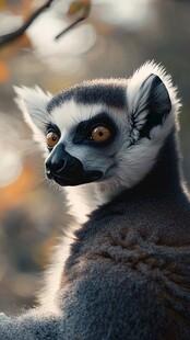 环尾狐猴特写 眼神灵动