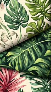 热带植物风多彩纹理图案