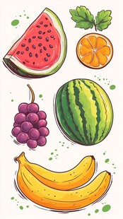 多彩夏日水果插画